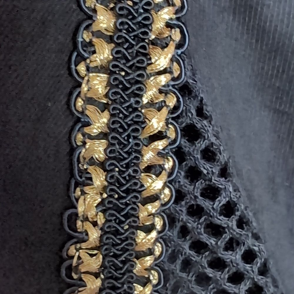 Ixiah Black and Gold Asymmetrical Handkerchief Hem Twirly Midi Skirt Size M - Picture 10 of 14